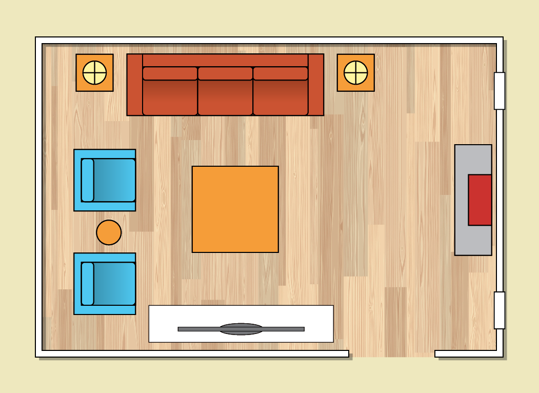 Seating plan for family room