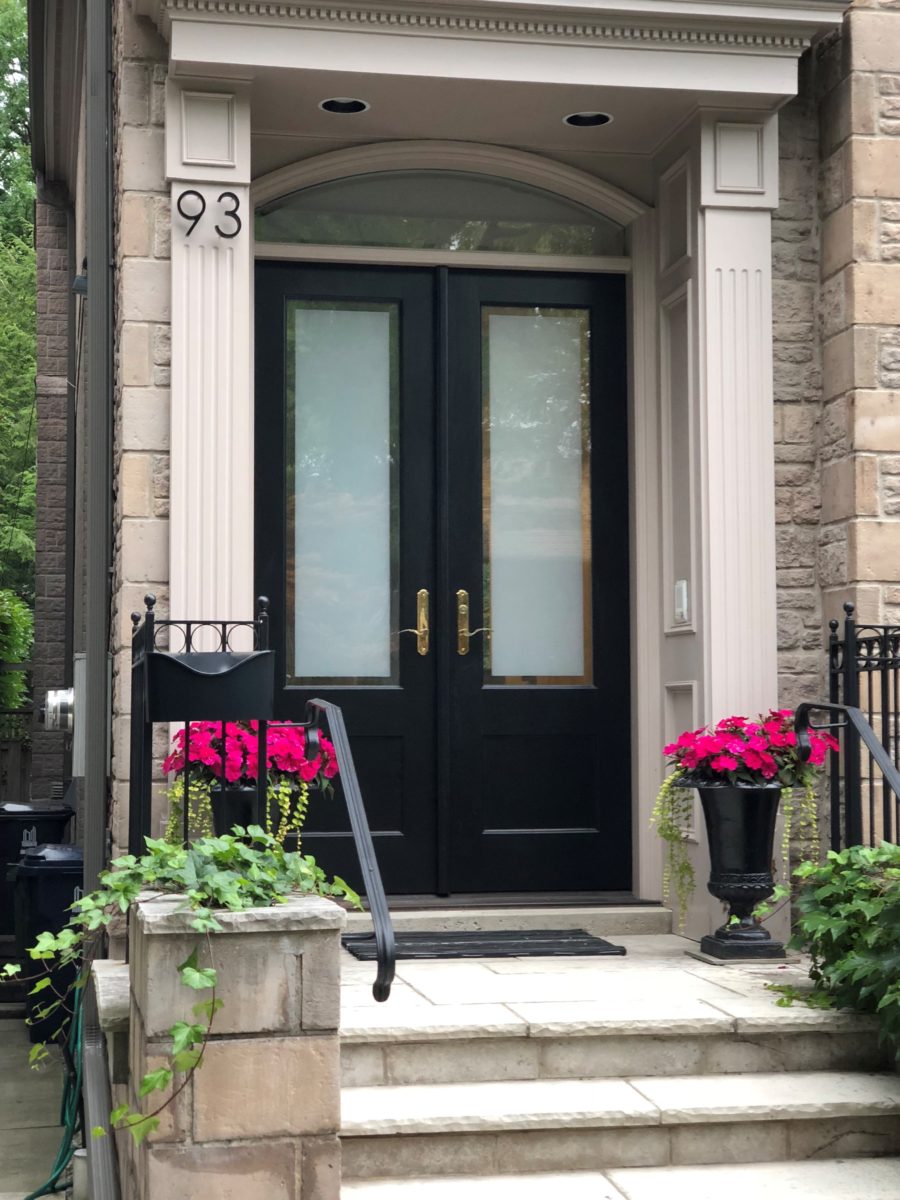 Amberwood solid wood front entry door with glass inserts