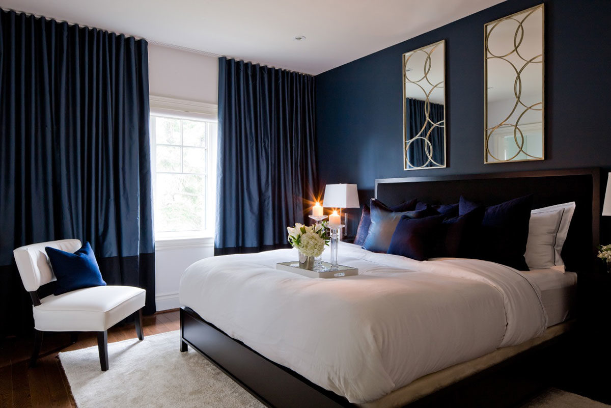 Deep blue bedroom walls