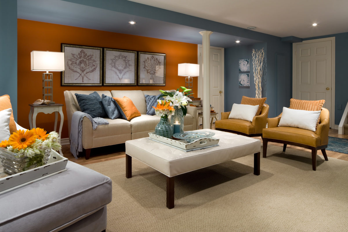 Orange and Blue accent walls