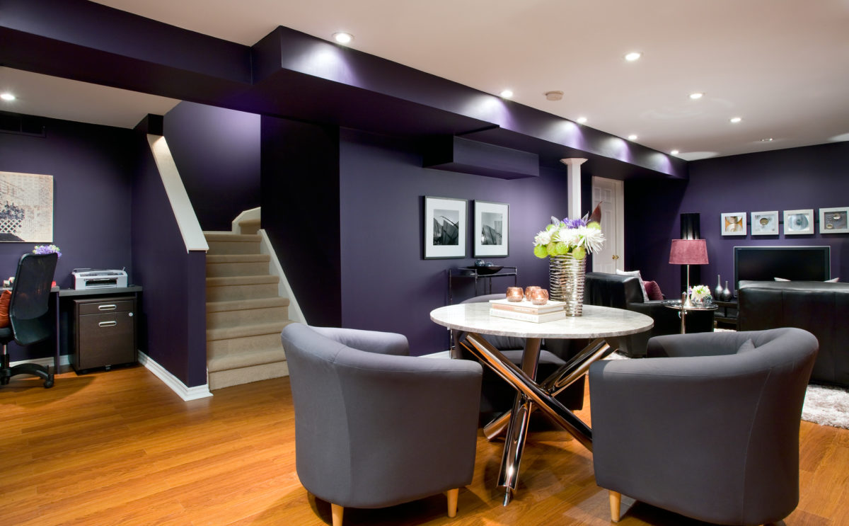 Deep purple basement walls