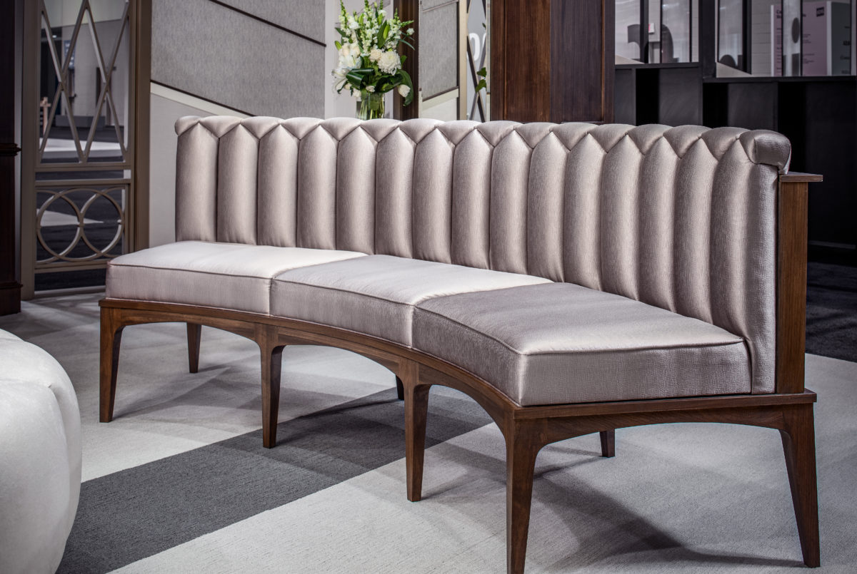 Custom designed channels tufted settee