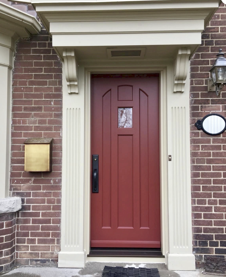 Deep red painted traditional door