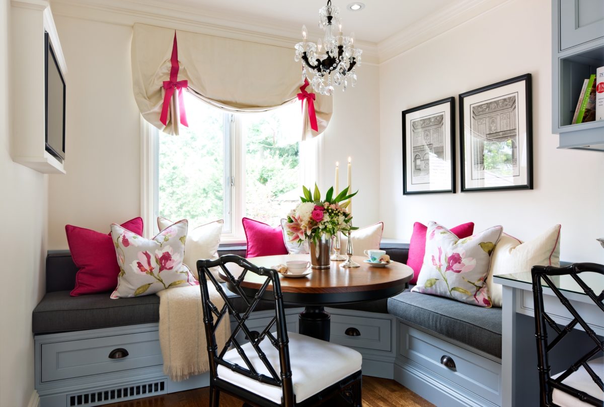 Corner Banquette with feminine flair