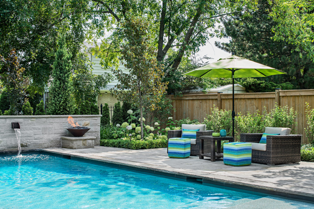 Custom poolside poufs