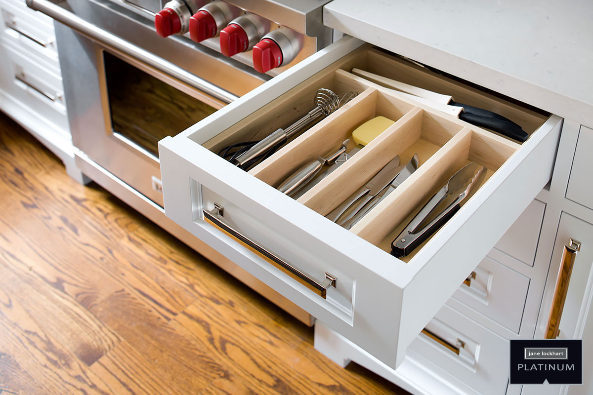 white kitchen drawer storage