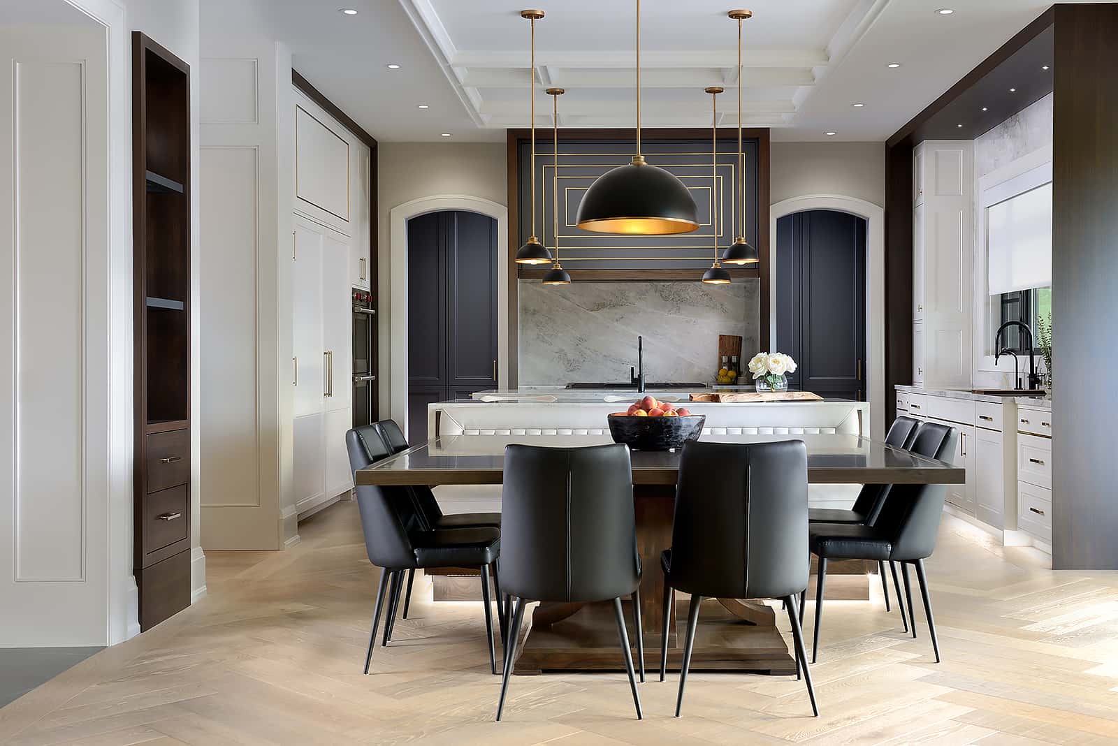 contemporary dining room black chairs and black light