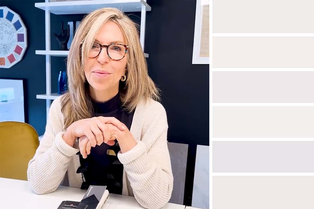 Jane with white paint swatches