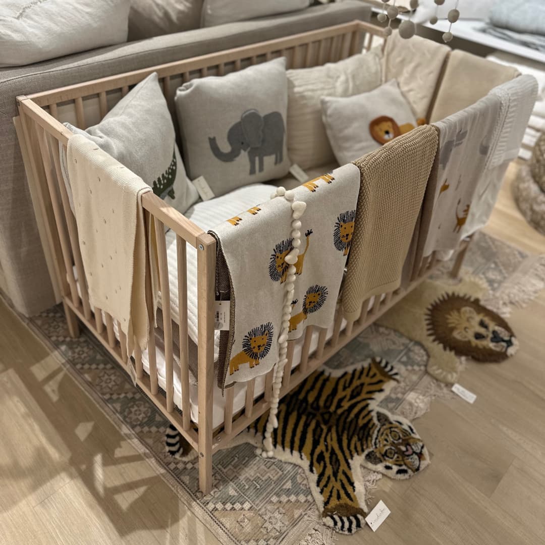 baby crib with natural materials colours
