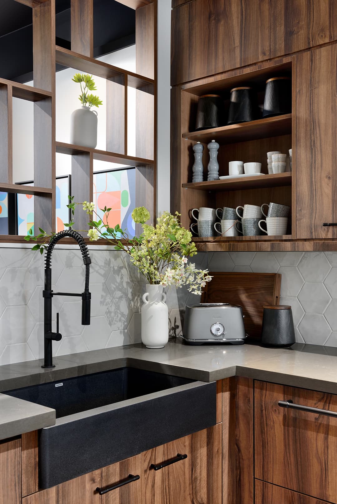 kitchen area with sink and toaster