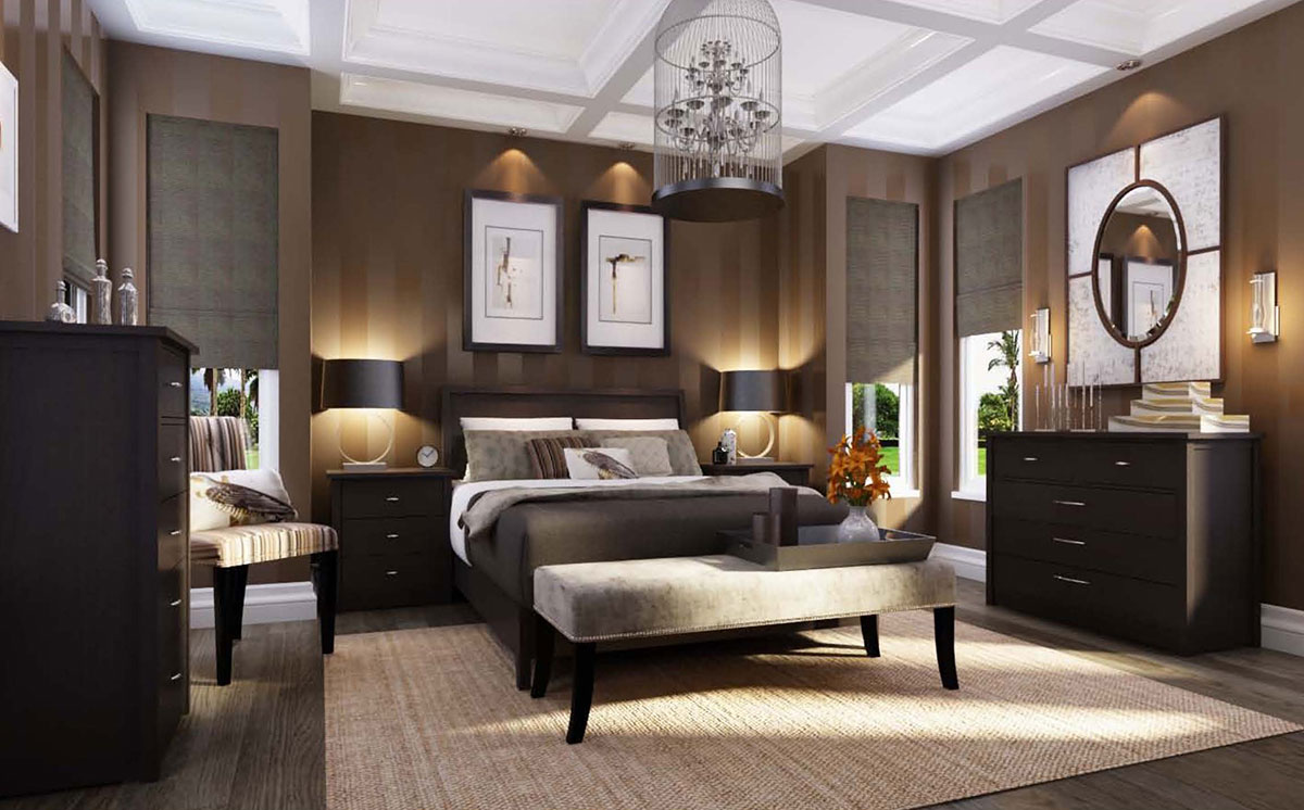 3D rendering of a bedroom.