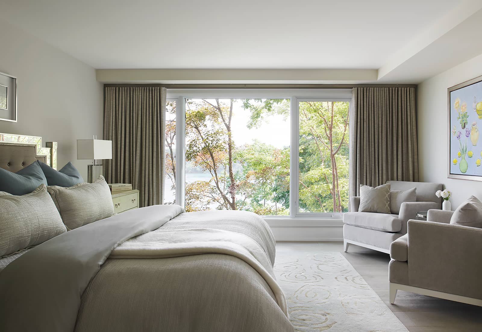 bedroom with floor-to-ceiling windows