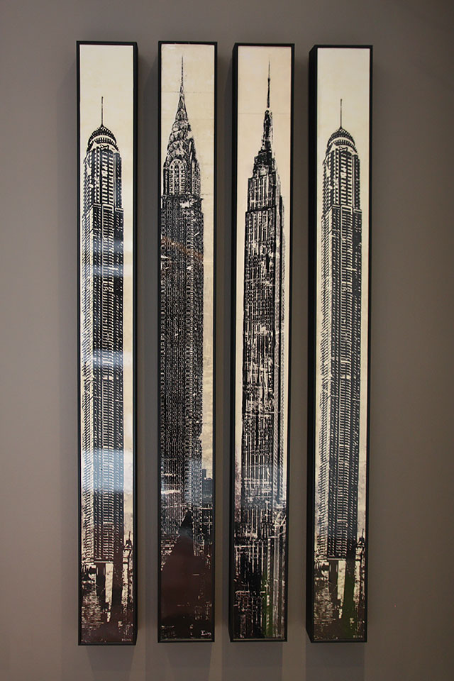 Quadriptych illustration of New York skyline