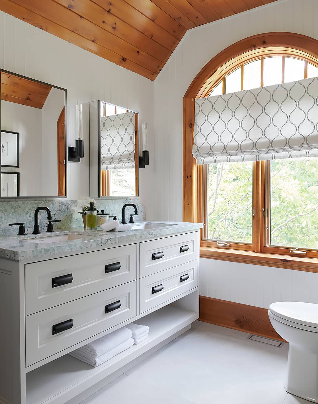 bathroom vanity and white toilet