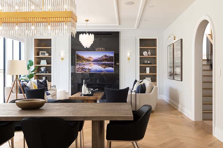 modern colonial dining and living room