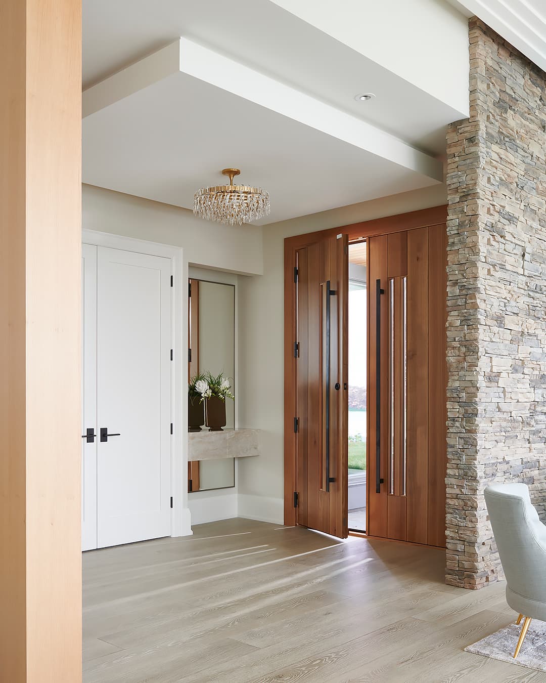 double door entry way made of wood